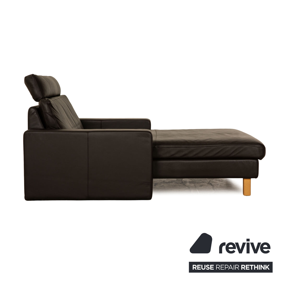 Cor Conseta chaise longue en cuir marron foncé