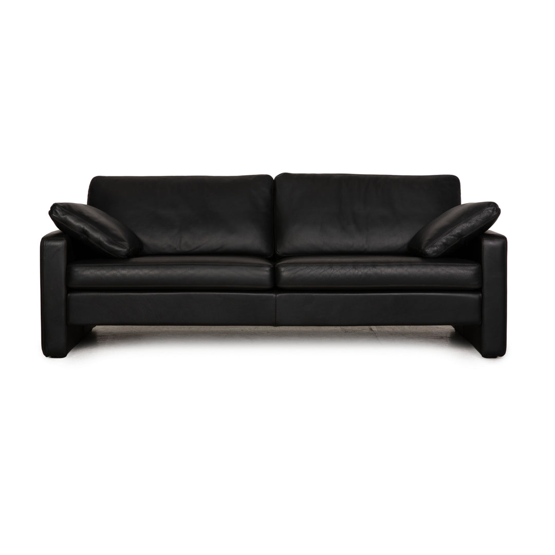 Cor Conseta Leather Two Seater Black Sofa Couch
