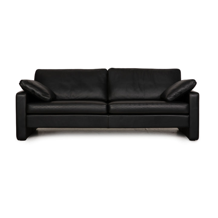 Cor Conseta Leather Two Seater Black Sofa Couch