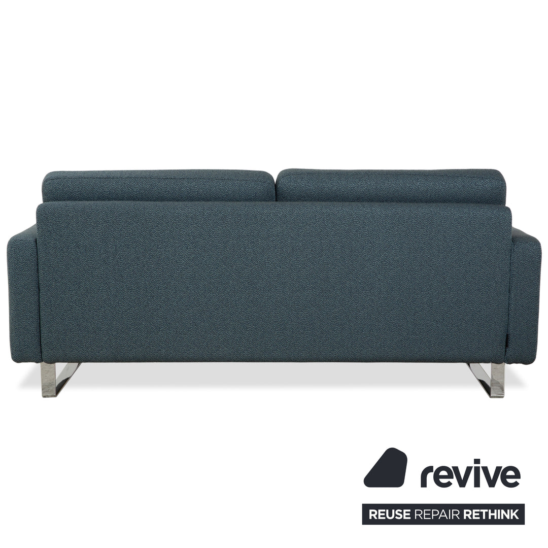 COR Conseta Stoff Dreisitzer Blau Grün Türkis Grau Sofa Couch Neubezug