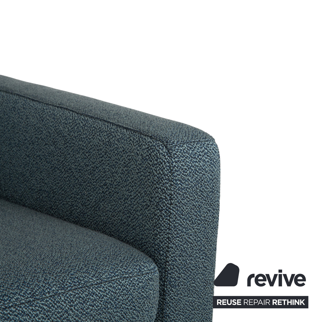 COR Conseta Stoff Dreisitzer Blau Grün Türkis Grau Sofa Couch Neubezug