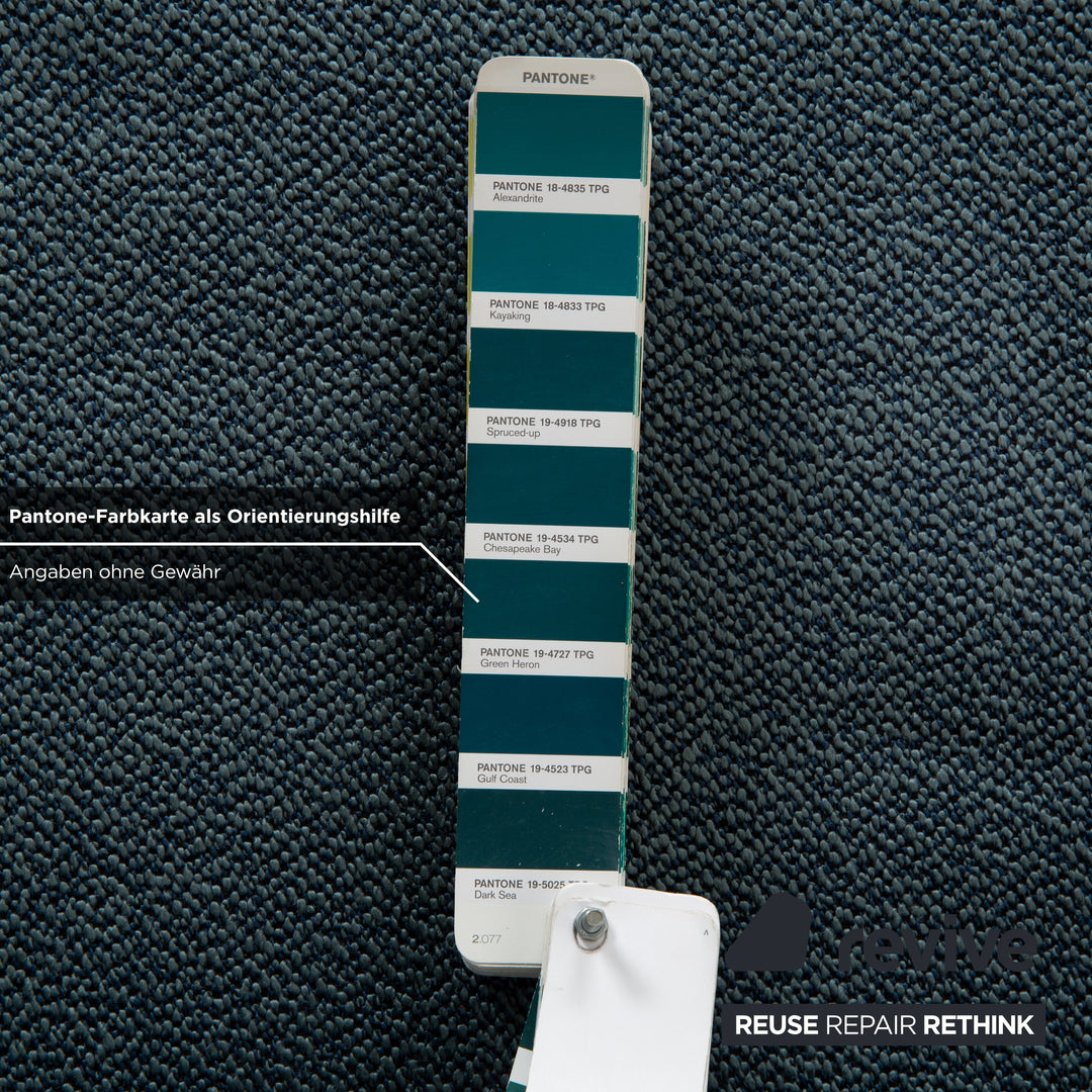 COR Conseta Stoff Dreisitzer Blau Grün Türkis Grau Sofa Couch Neubezug