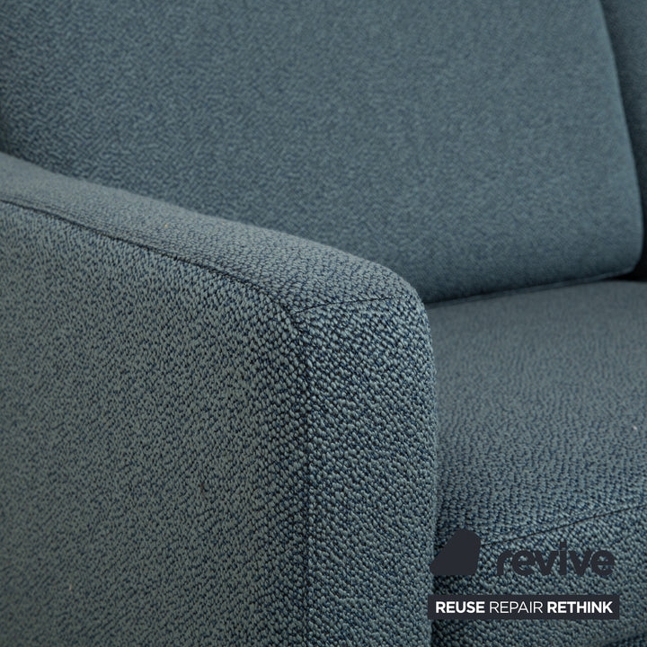 COR Conseta Stoff Dreisitzer Blau Grün Türkis Grau Sofa Couch Neubezug