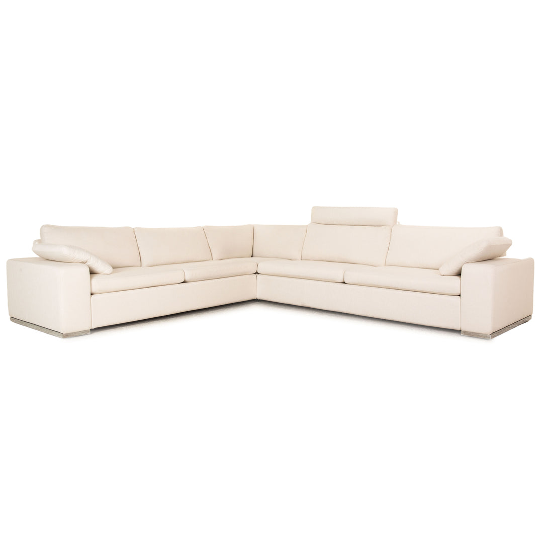 Cor Conseta Canapé d'angle en tissu crème Canapé Récamiere gauche