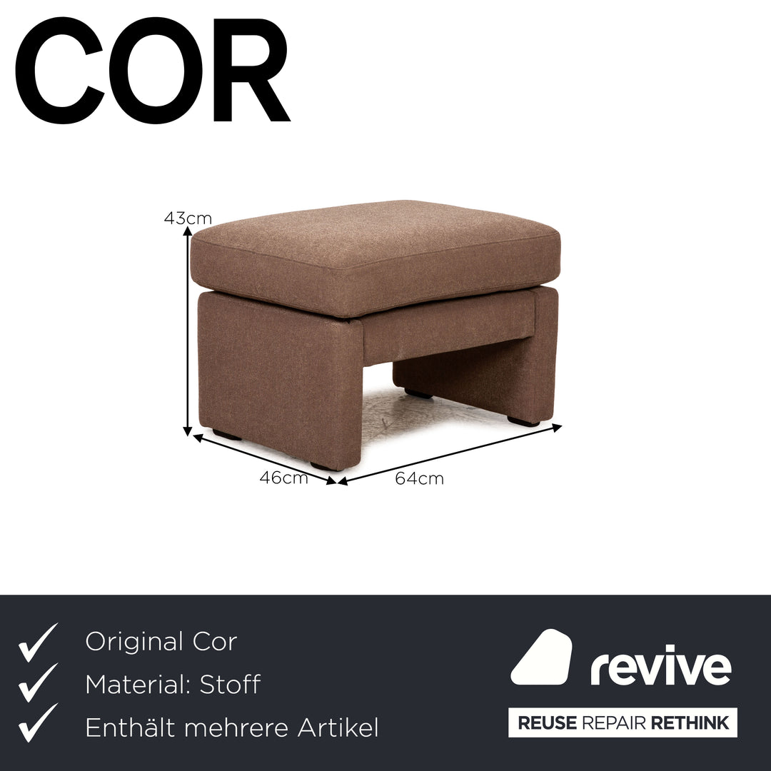 Ensemble canapé en tissu Cor Conseta beige tabouret trois places beige avec appui-tête