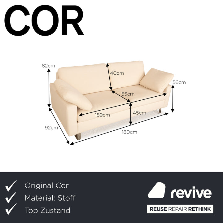 Cor Conseta Stoff Zweisitzer Creme Sofa Couch