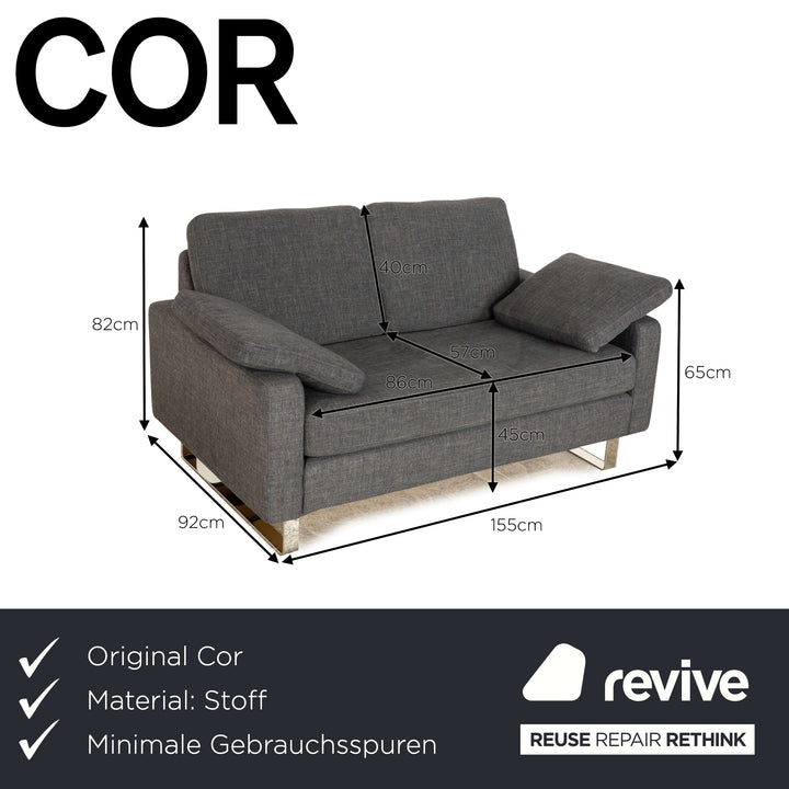 Cor Conseta Stoff Zweisitzer Grau Blau Sofa Couch