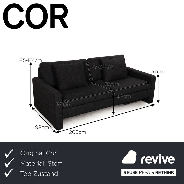 Cor Conseta Stoff Zweisitzer Grau Sofa Couch manuelle Funktion