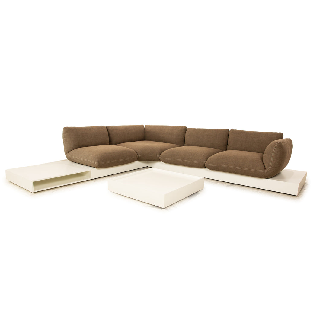 Cor Jalis Stoff Ecksofa Braun Sofa Couch inkl. Couchtisch