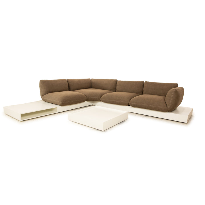Cor Jalis Stoff Ecksofa Braun Sofa Couch inkl. Couchtisch