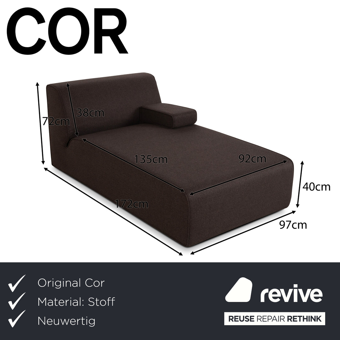 Cor Kelp Stoff Liege Recamiere Grau Braun Neubezug