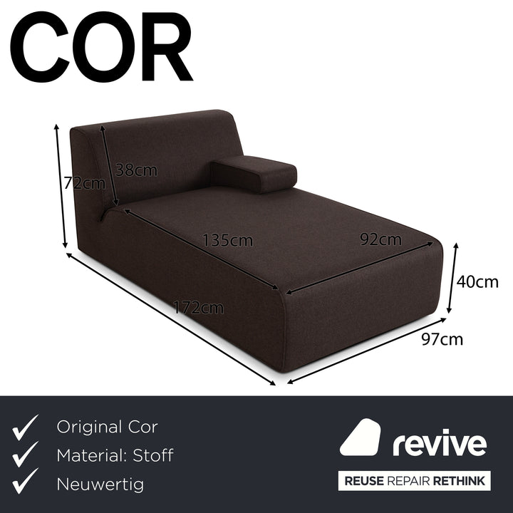 Cor Kelp Stoff Liege Recamiere Grau Braun Neubezug