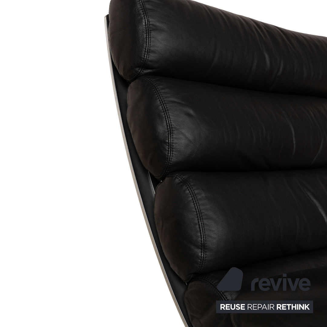 Cor Sinus Leather Armchair Black incl. Stool