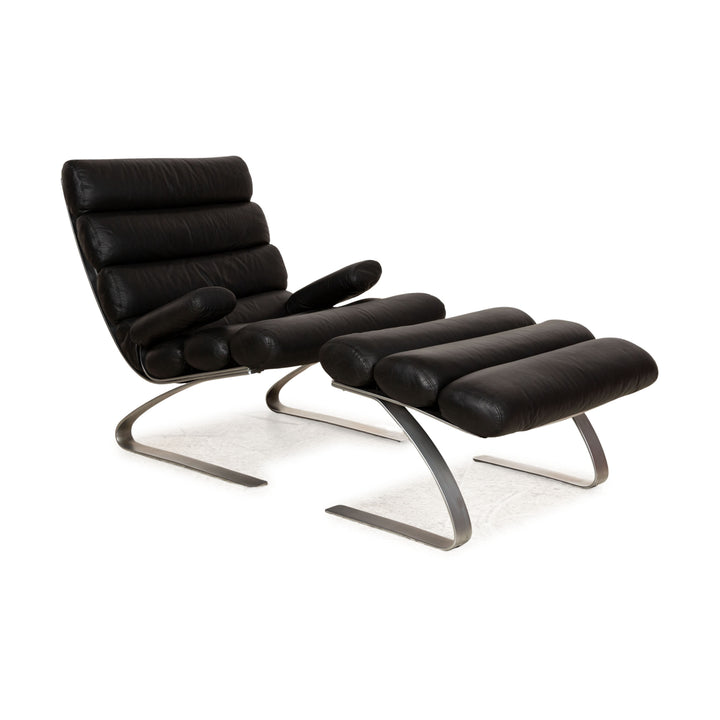 Cor Sinus Leather Armchair Black incl. Stool