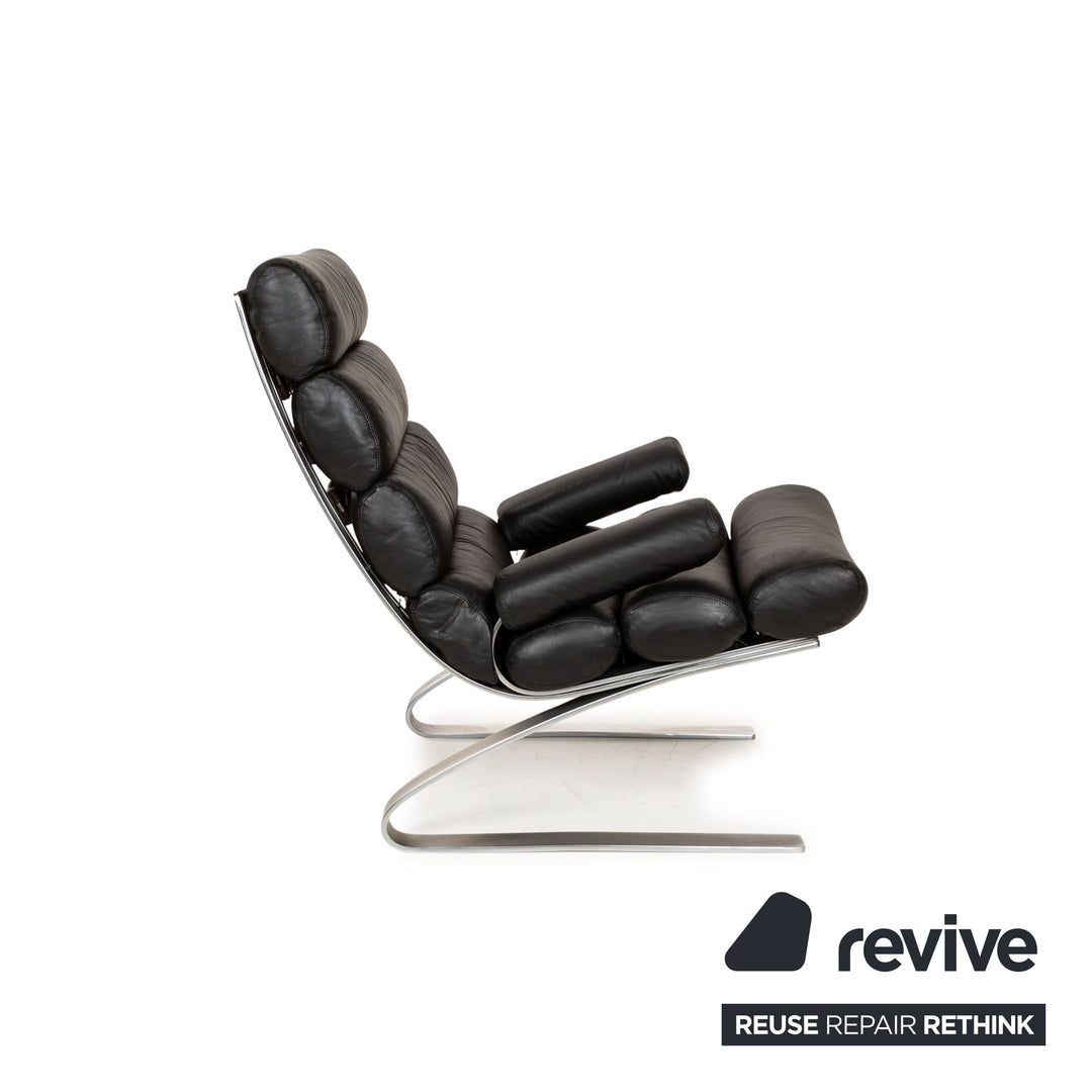 Cor Sinus Leather Armchair Black incl. Stool