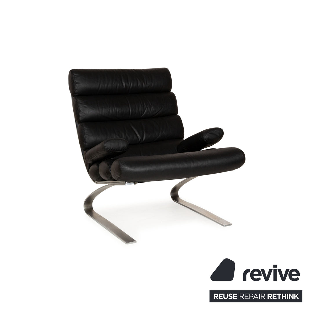 Cor Sinus Leather Armchair Black incl. Stool