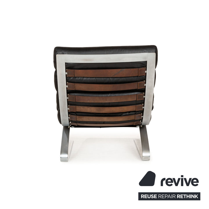 Cor Sinus Leather Armchair Black incl. Stool