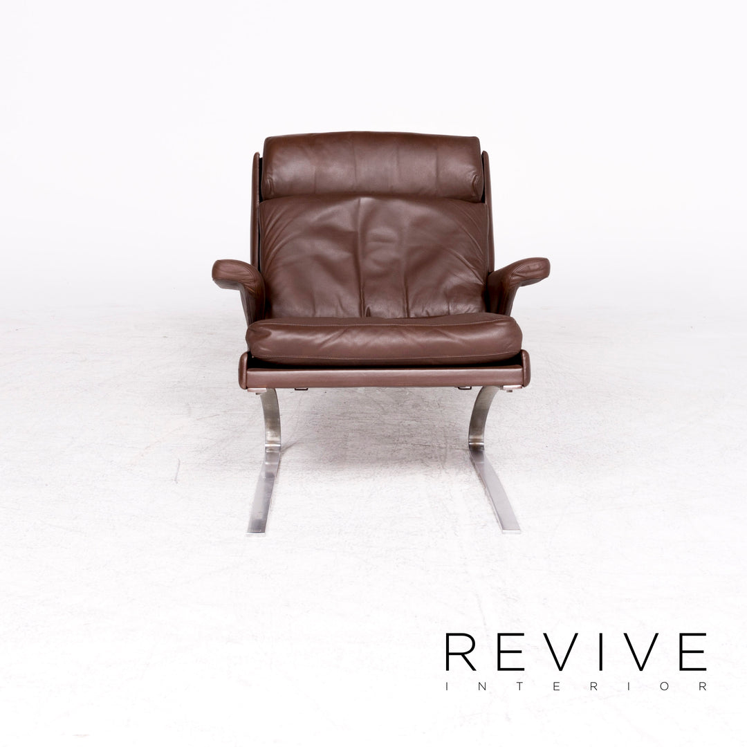 Fauteuil en cuir Cor Swing marron par Reinhold Adolf chaise en cuir véritable #8620