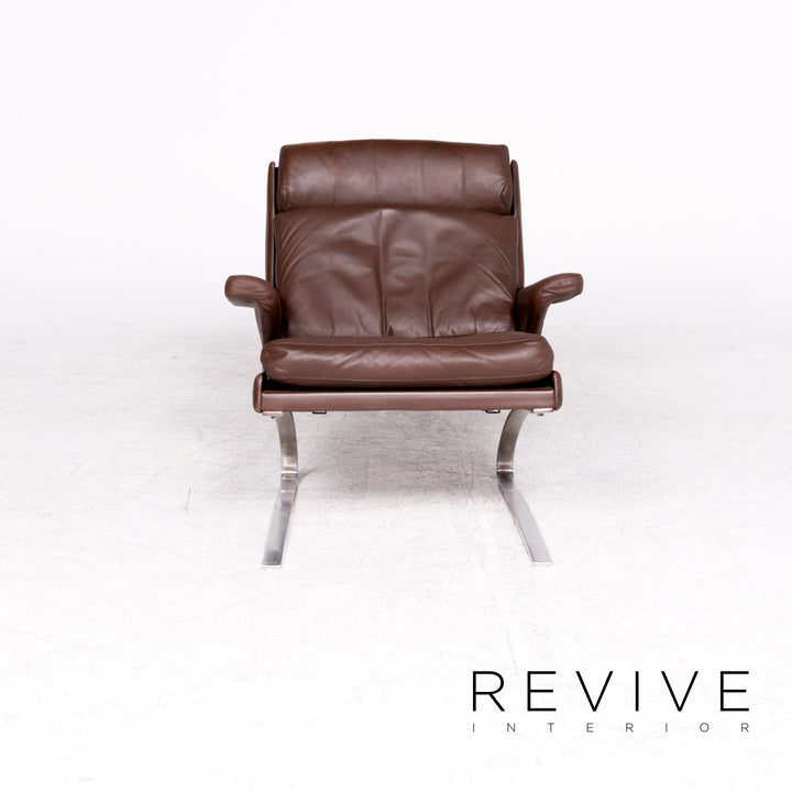 Fauteuil en cuir Cor Swing marron par Reinhold Adolf chaise en cuir véritable #8620
