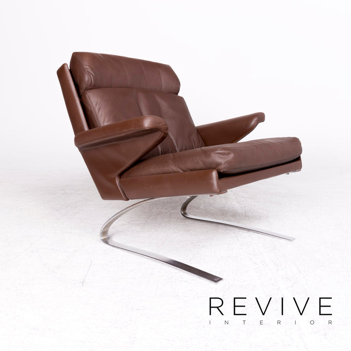 Fauteuil en cuir Cor Swing marron par Reinhold Adolf chaise en cuir véritable #8620