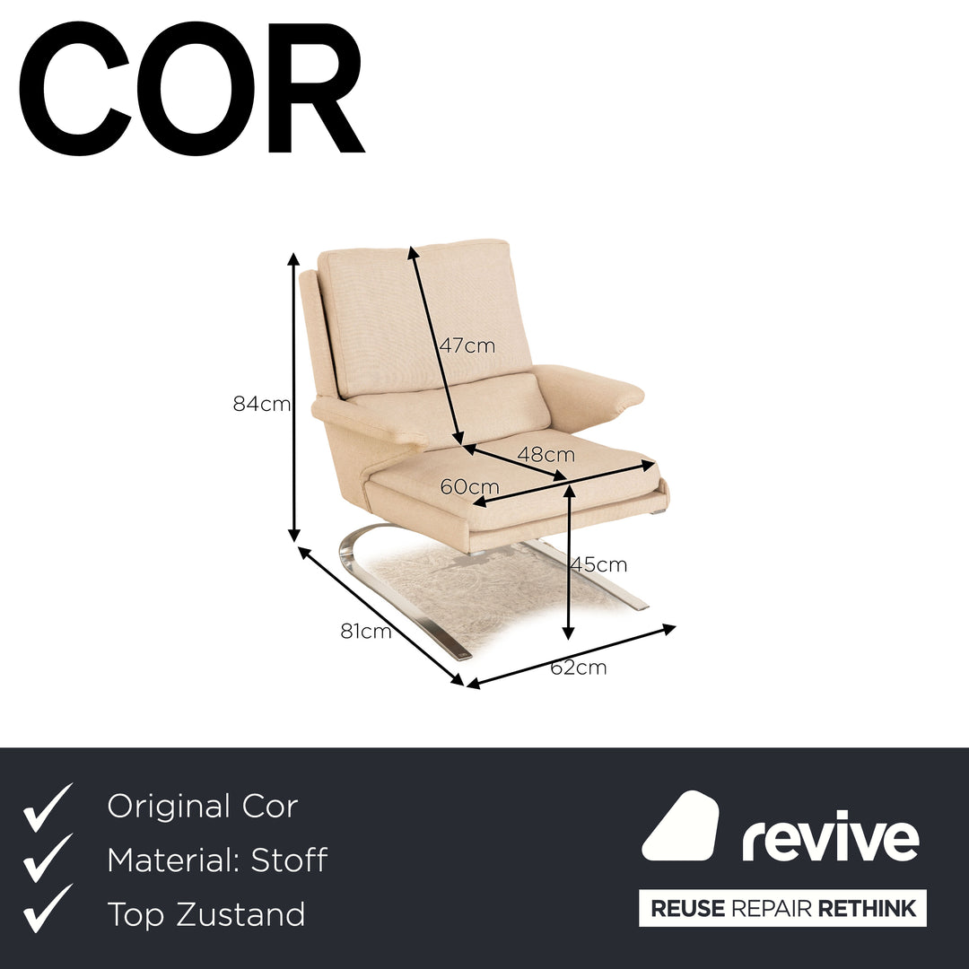 Fauteuil Cor Swing en tissu crème