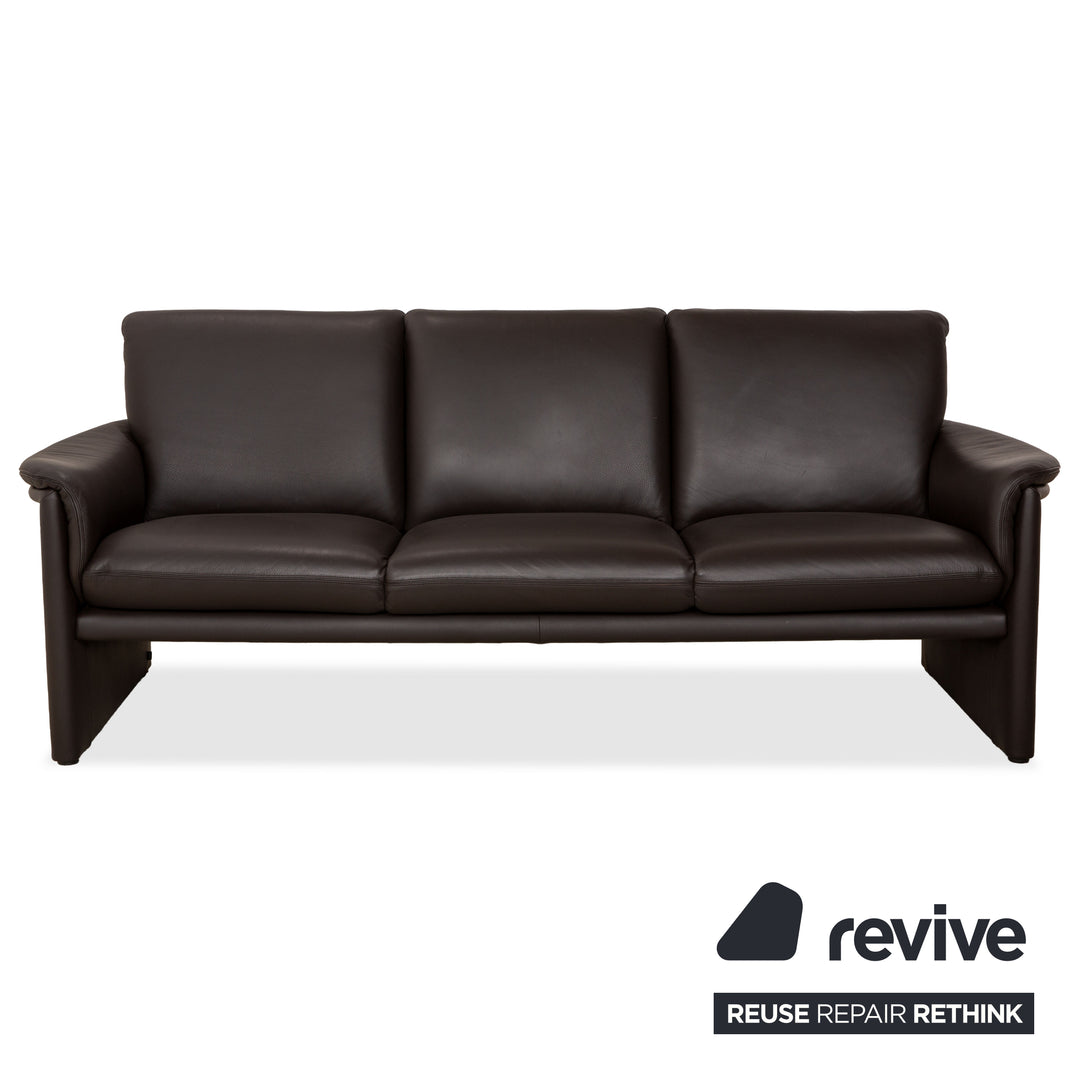 COR Zento Garnitur Leder Dreisitzer & 2x Sessel Dunkelbraun Kastanie Kaffee Sofa Couch