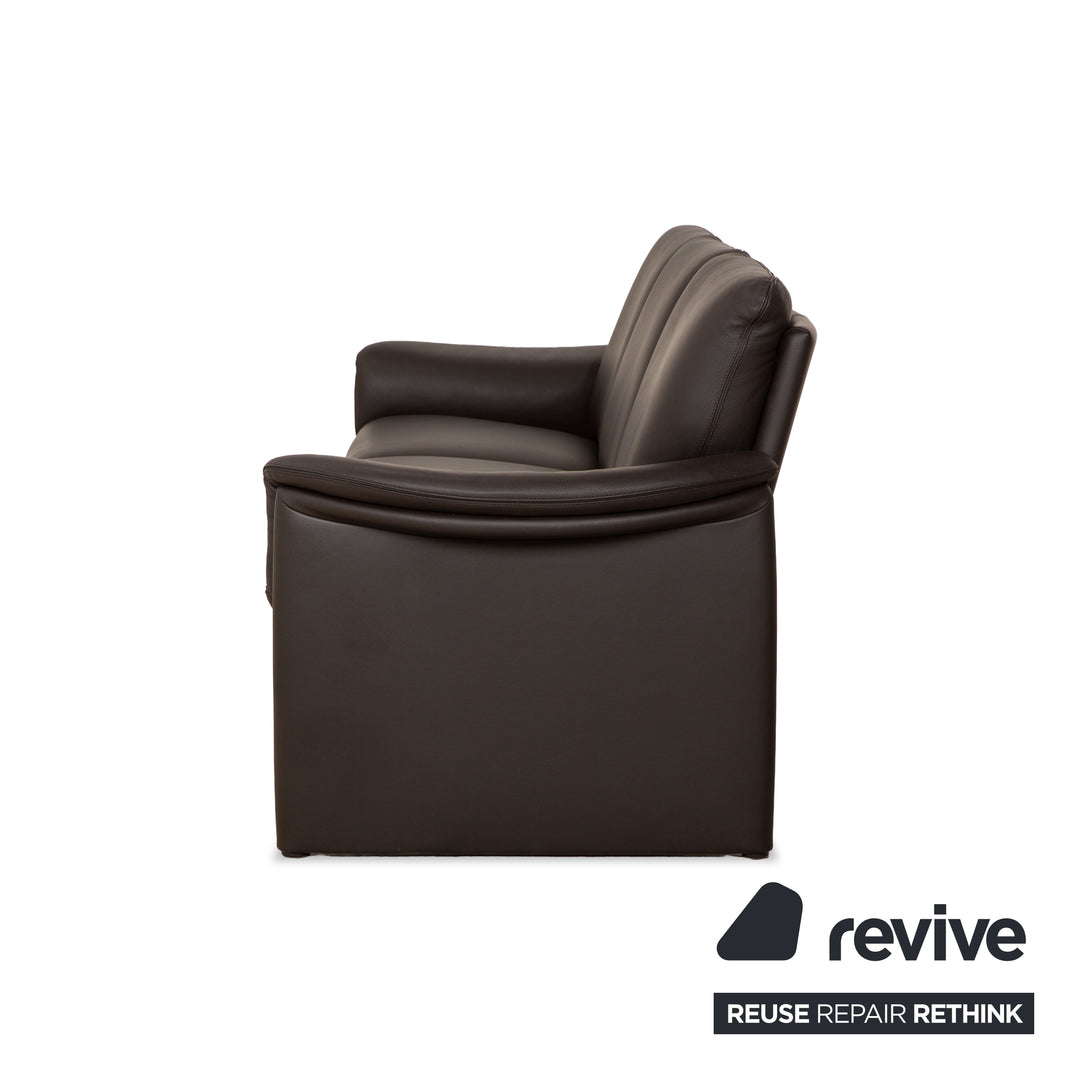 COR Zento Garnitur Leder Dreisitzer & 2x Sessel Dunkelbraun Kastanie Kaffee Sofa Couch