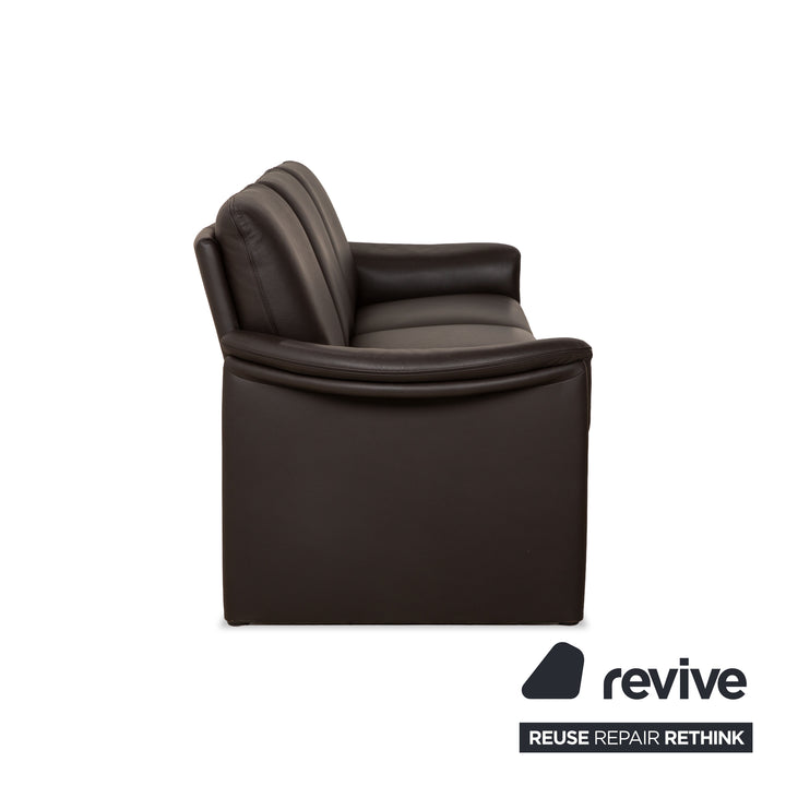 COR Zento Garnitur Leder Dreisitzer & 2x Sessel Dunkelbraun Kastanie Kaffee Sofa Couch