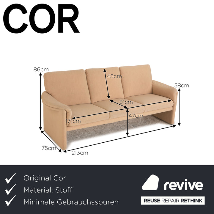 Canapé trois places en tissu Cor Zento beige