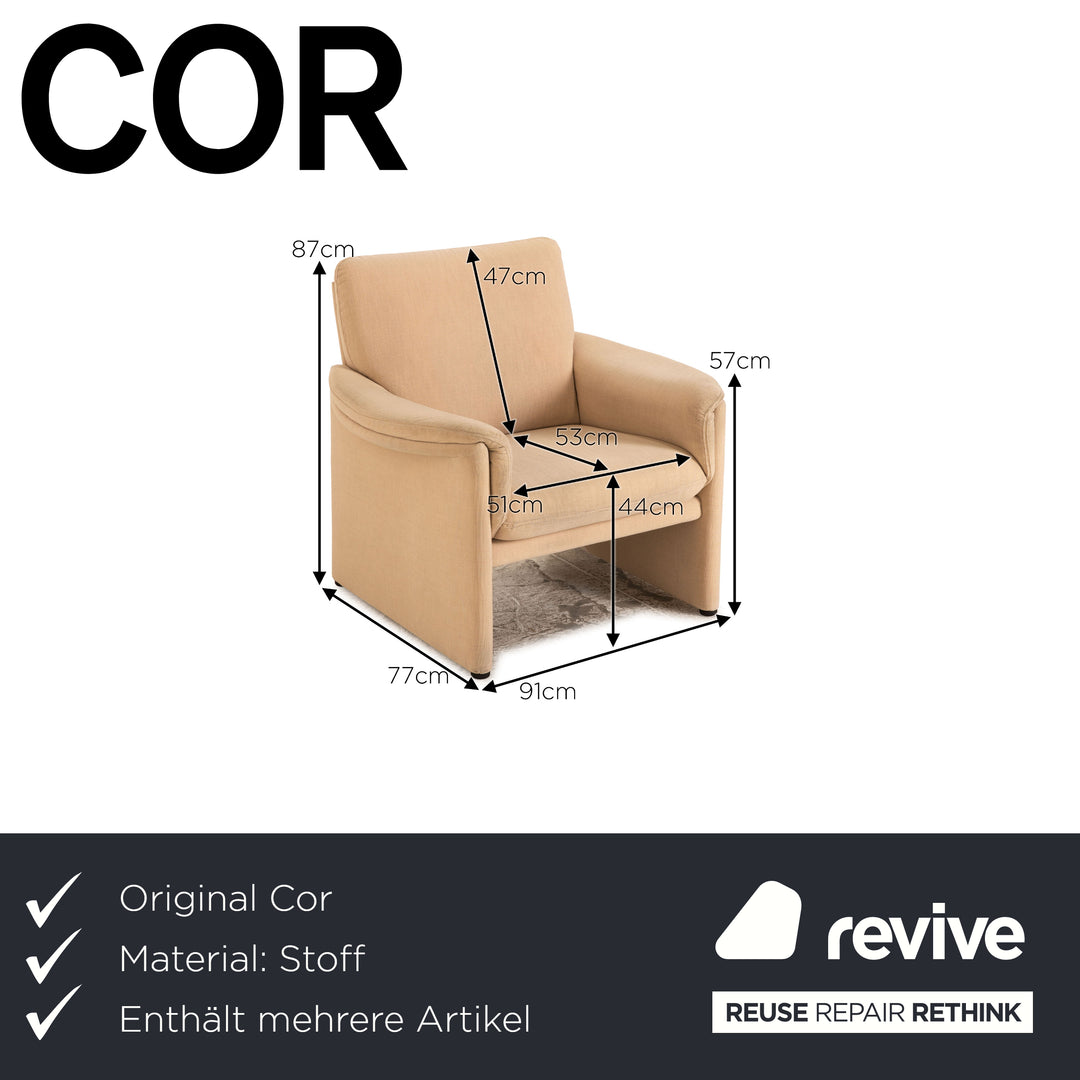 Cor Zento fabric sofa set beige armchair two-seater couch