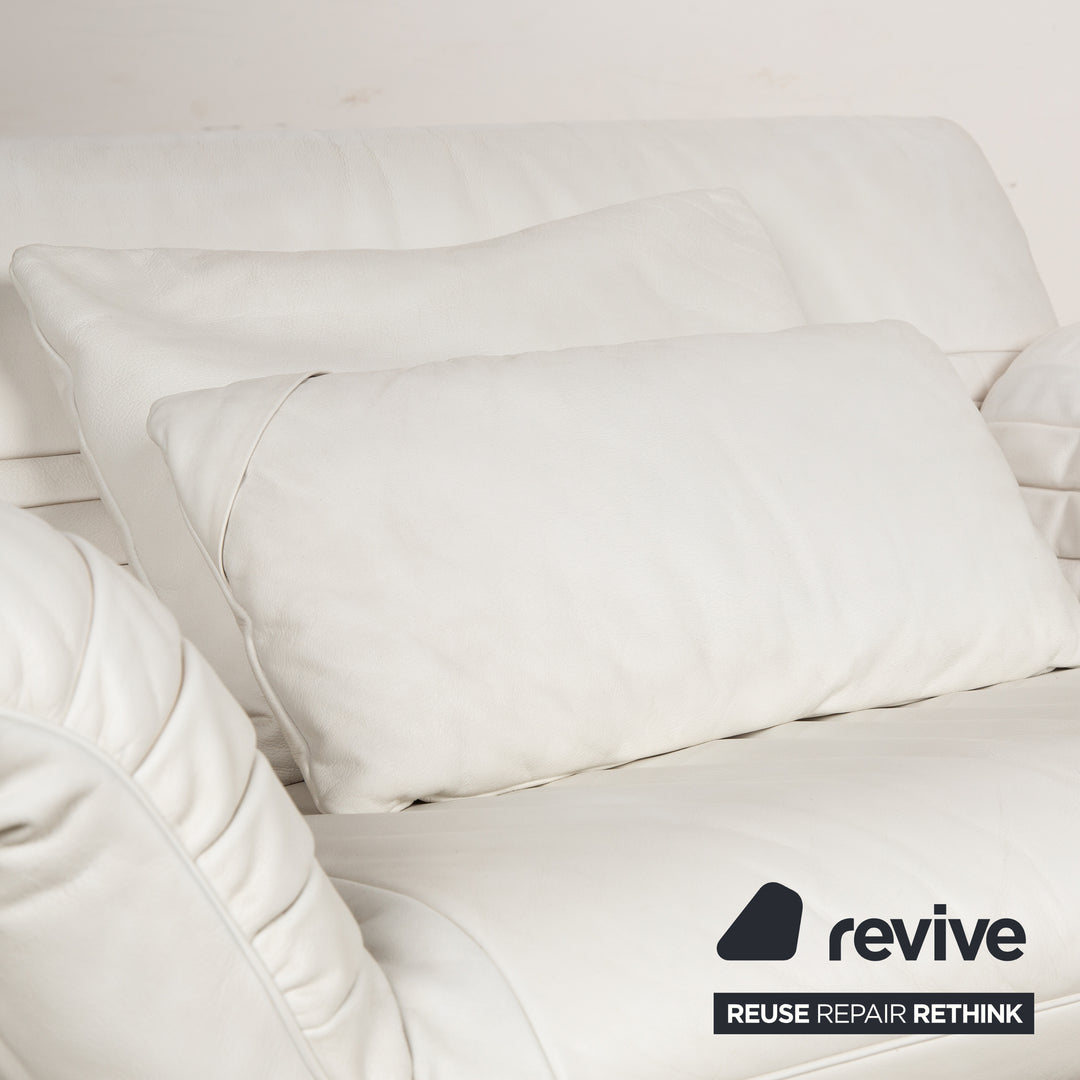 de Sede DS 142 Wing Chaise Longue en Cuir Blanc Fauteuil Canapé Pieds Chromés Fonction Manuelle
