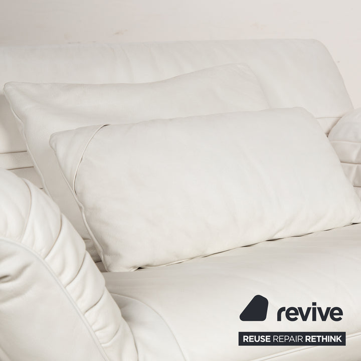 de Sede DS 142 Wing Chaise Longue en Cuir Blanc Fauteuil Canapé Pieds Chromés Fonction Manuelle