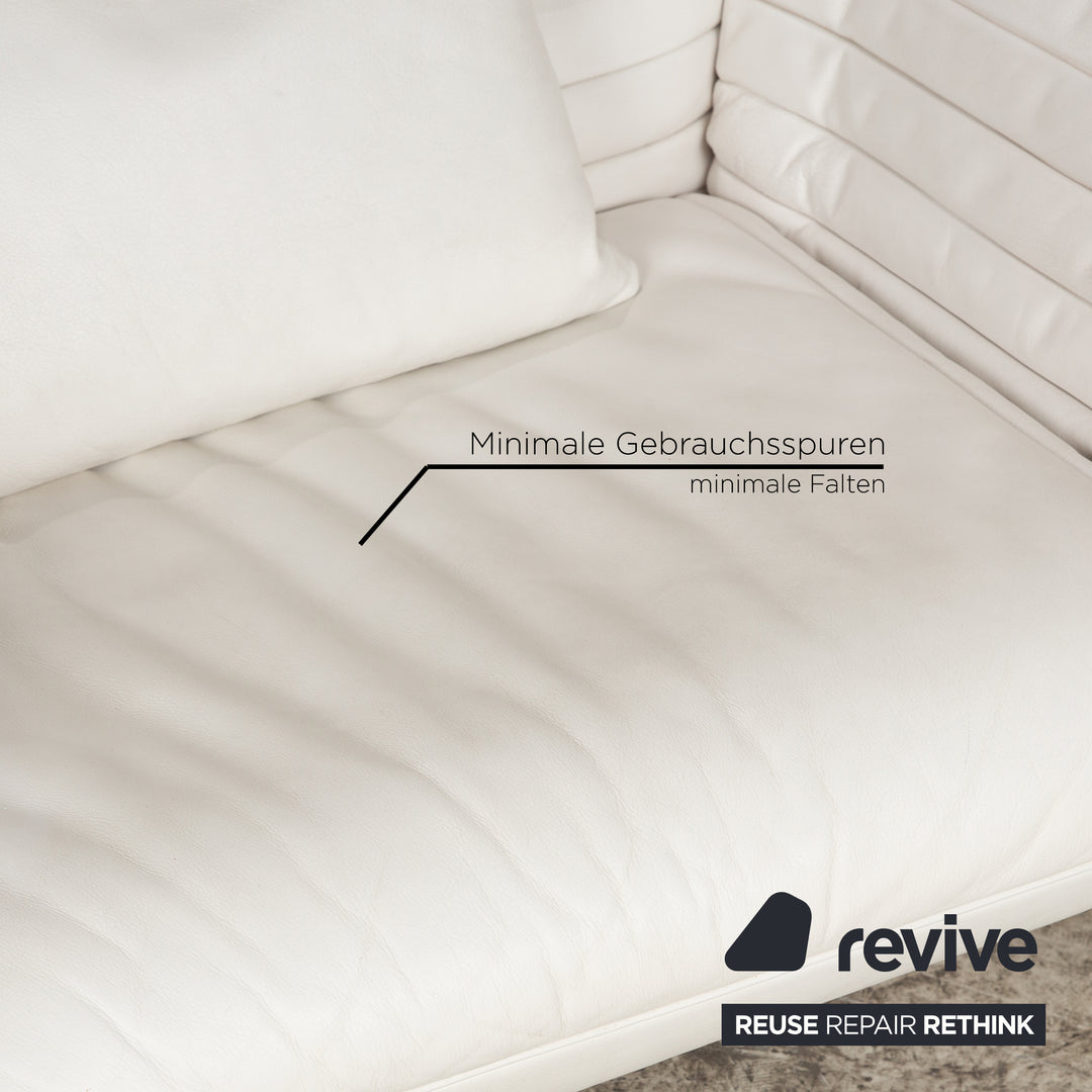 de Sede DS 142 Wing Chaise Longue en Cuir Blanc Fauteuil Canapé Pieds Chromés Fonction Manuelle