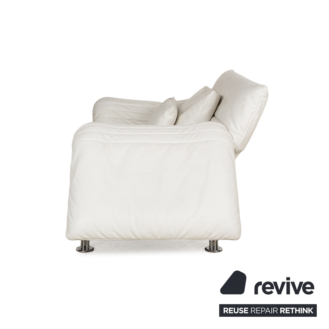 de Sede DS 142 Wing Chaise Longue en Cuir Blanc Fauteuil Canapé Pieds Chromés Fonction Manuelle