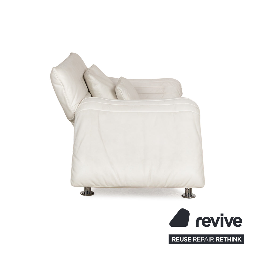 de Sede DS 142 Wing Chaise Longue en Cuir Blanc Fauteuil Canapé Pieds Chromés Fonction Manuelle
