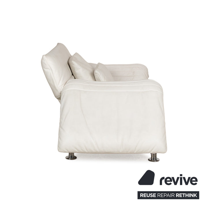 de Sede DS 142 Wing Chaise Longue en Cuir Blanc Fauteuil Canapé Pieds Chromés Fonction Manuelle
