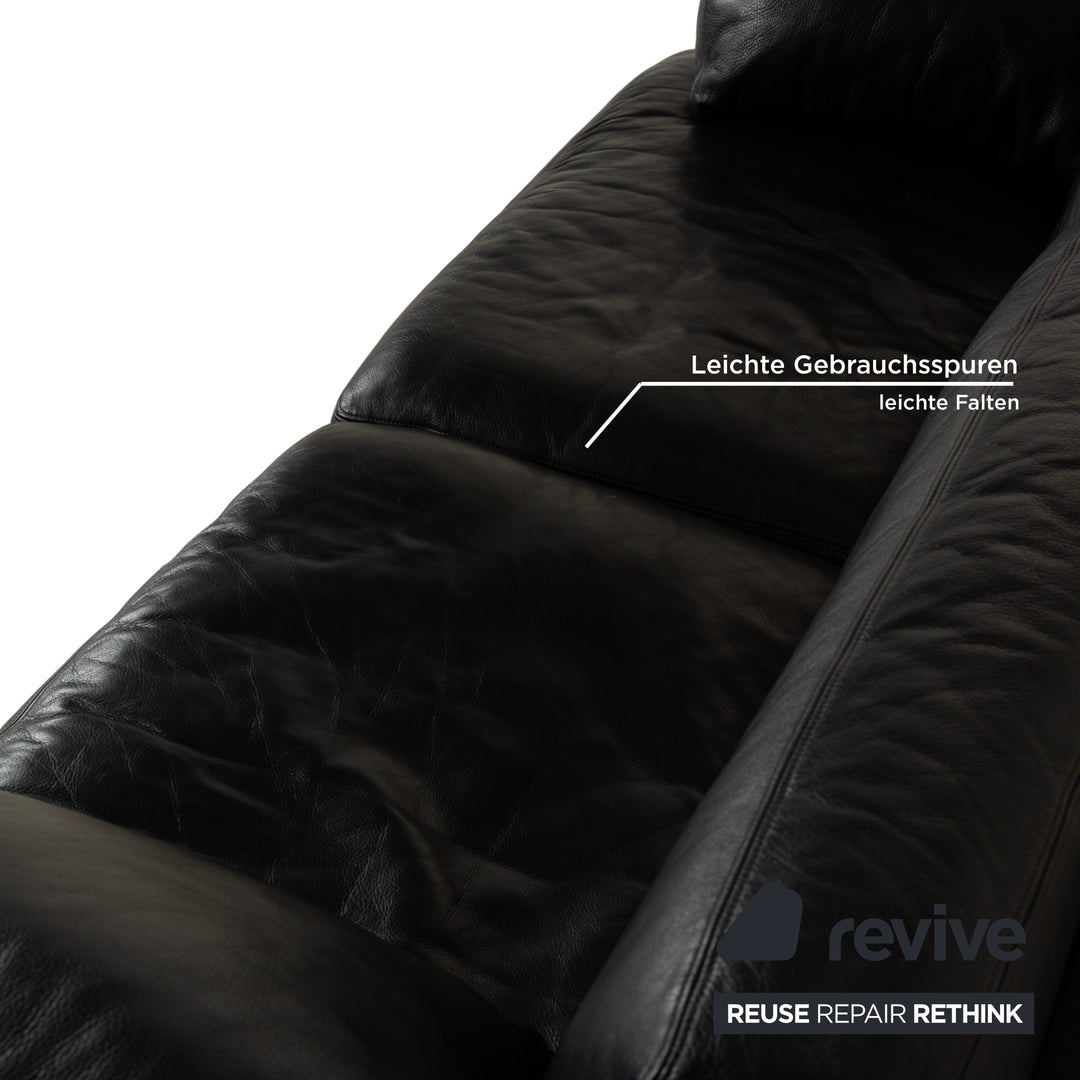 De Sede DS 17 Leder Zweisitzer Sofa Couch Dunkelblau