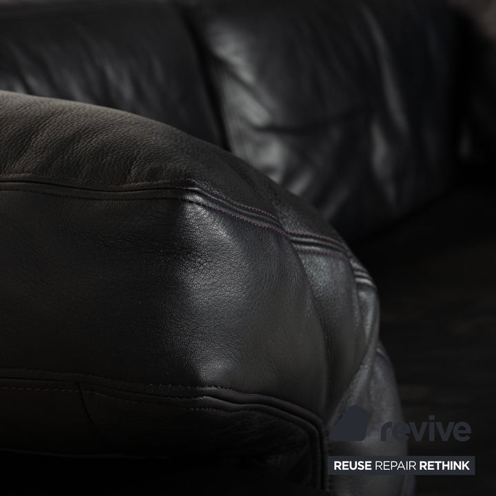 De Sede DS 17 Leder Zweisitzer Sofa Couch Dunkelblau