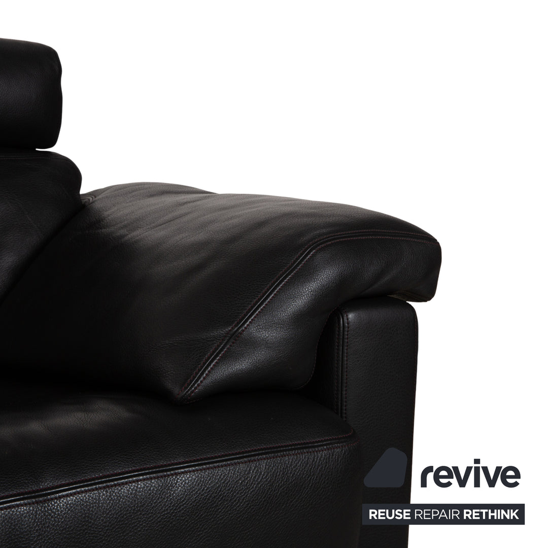 Canapé deux places en cuir noir de Sede DS-17 avec appui-tête