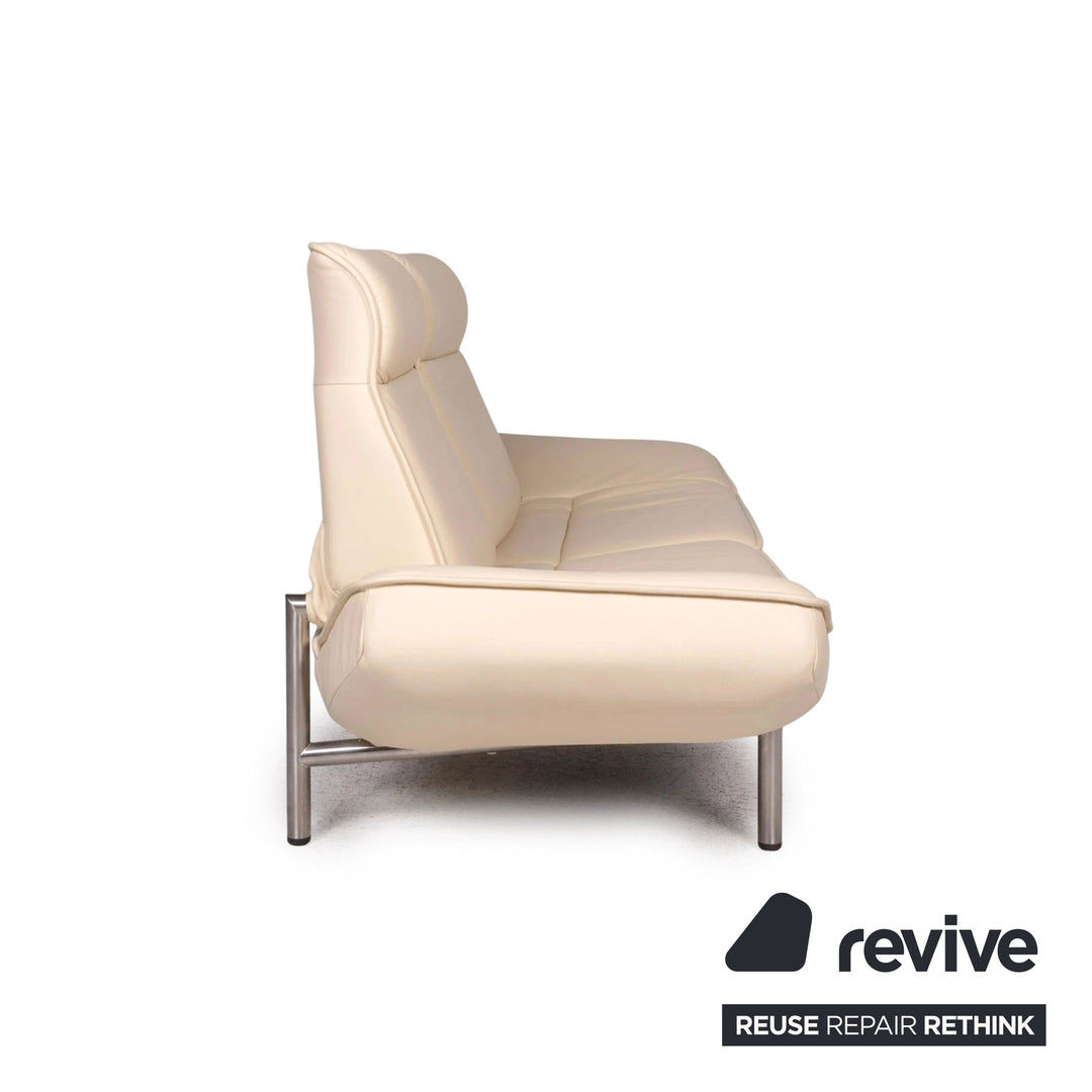 Canapé deux places en cuir beige de Sede DS-450 crème avec fonction de relaxation manuelle par Thomas Althaus