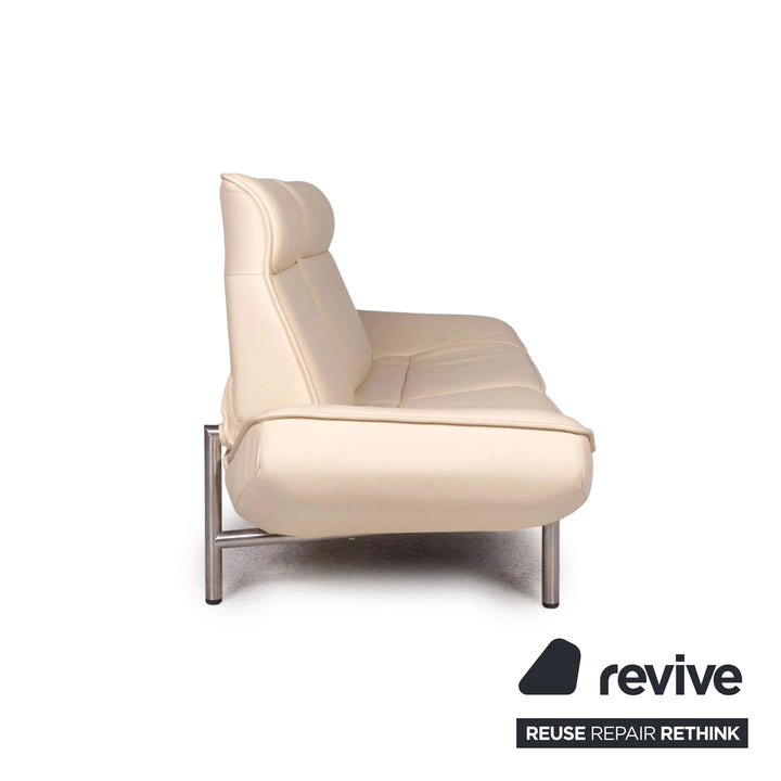 Canapé deux places en cuir beige de Sede DS-450 crème avec fonction de relaxation manuelle par Thomas Althaus