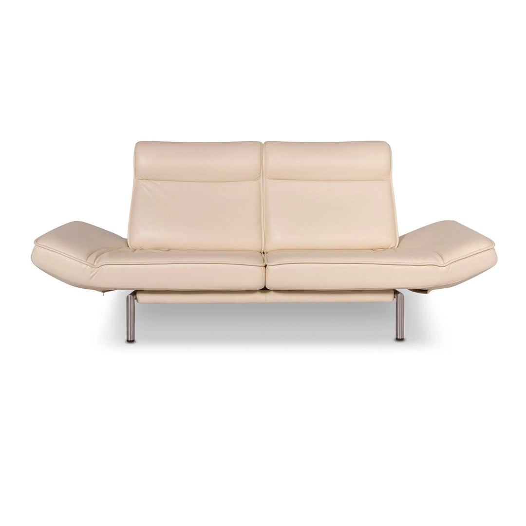Canapé deux places en cuir beige de Sede DS-450 crème avec fonction de relaxation manuelle par Thomas Althaus