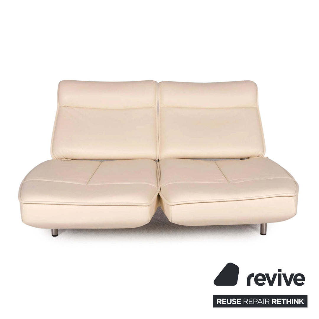 Canapé deux places en cuir beige de Sede DS-450 crème avec fonction de relaxation manuelle par Thomas Althaus