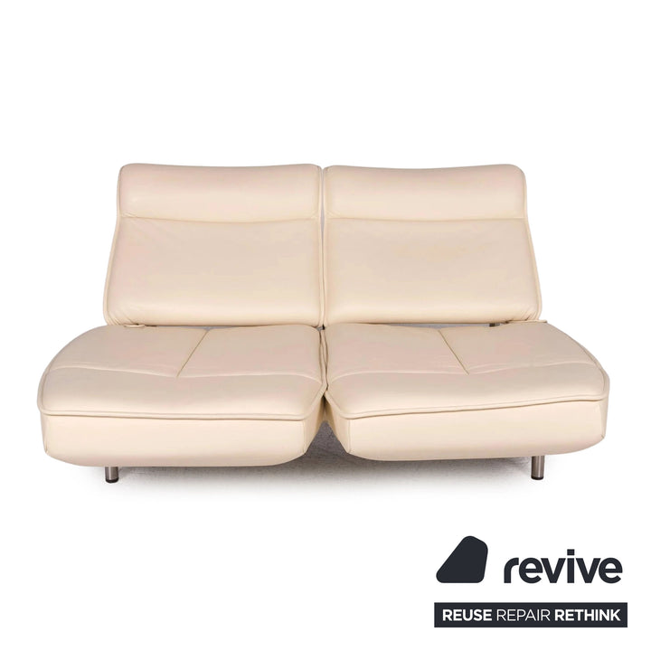 Canapé deux places en cuir beige de Sede DS-450 crème avec fonction de relaxation manuelle par Thomas Althaus