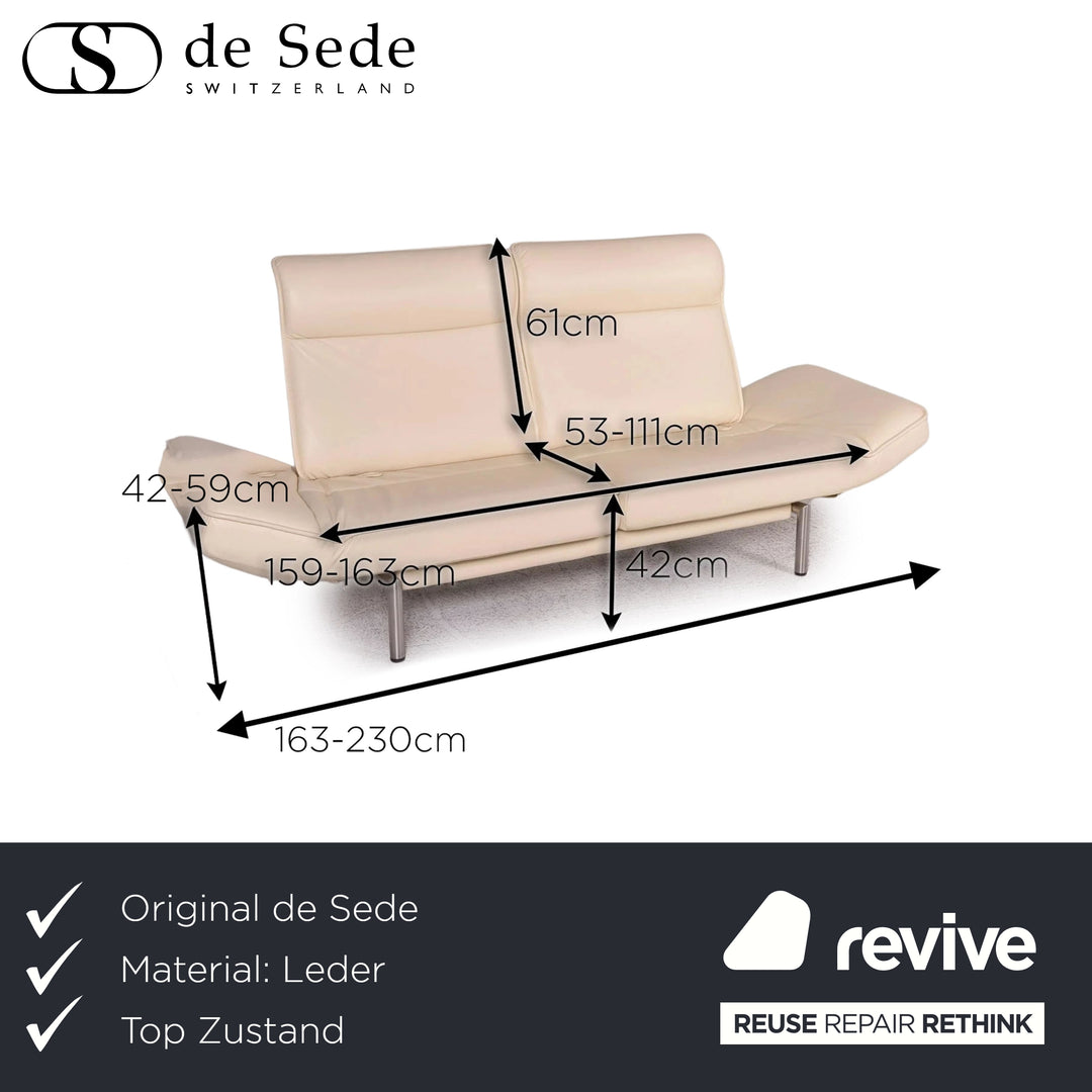 Canapé deux places en cuir beige de Sede DS-450 crème avec fonction de relaxation manuelle par Thomas Althaus