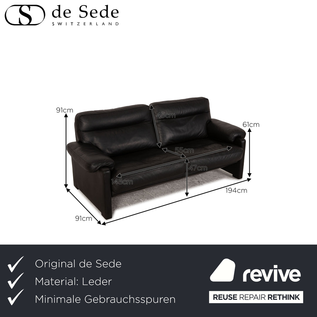 Canapé 3 places en cuir noir DS 70 de Sede