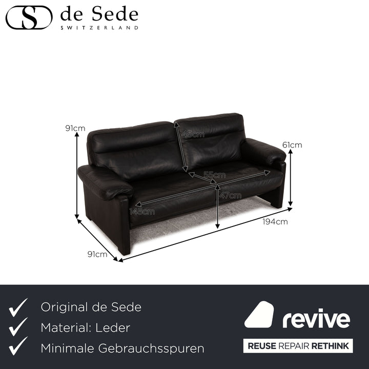 Canapé 3 places en cuir noir DS 70 de Sede