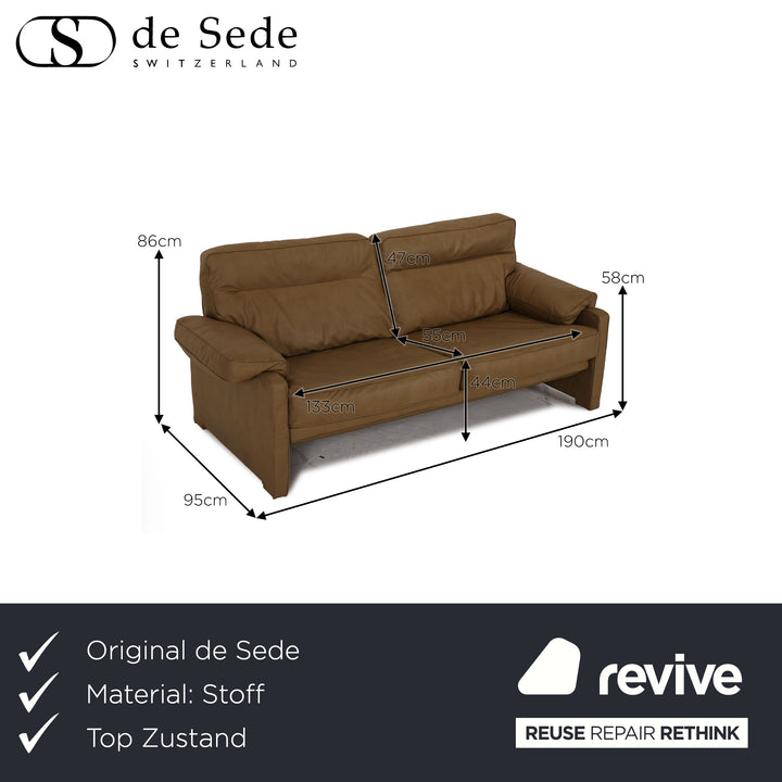 de sede DS 70 vegan leather three-seater olive green brown sofa couch new cover