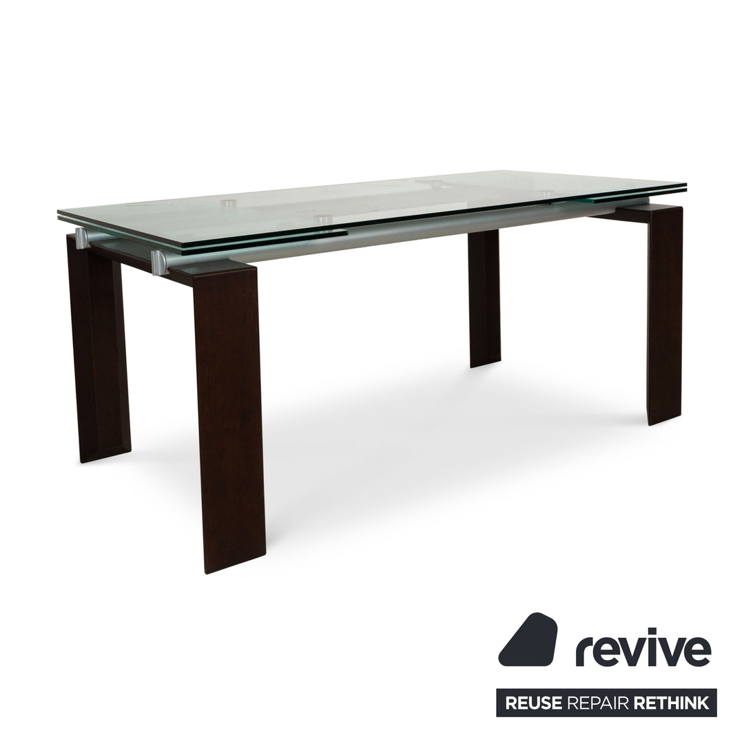 Desalto Stilt Glass Dining Table Brown Extendable 170-225 x 75 x 85cm