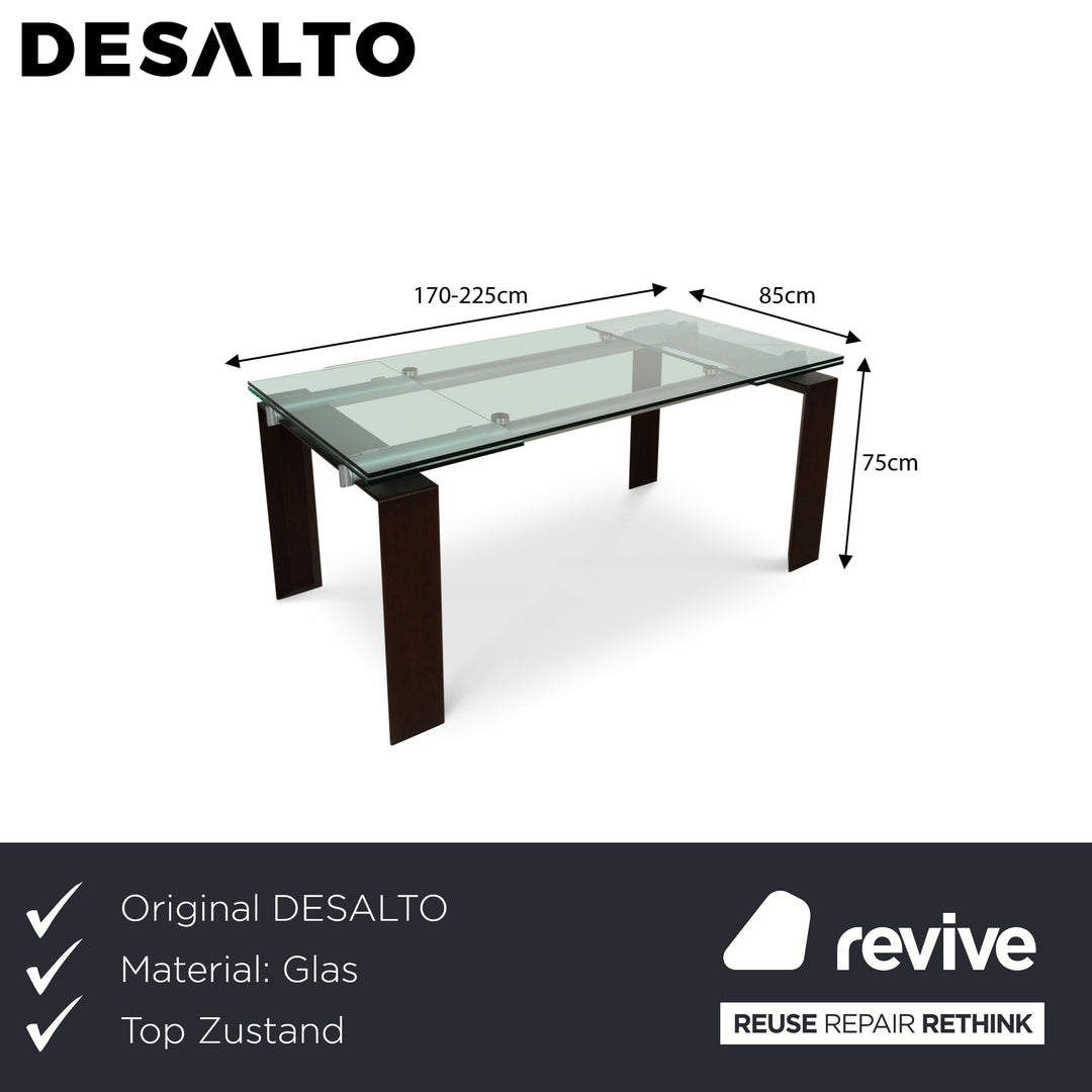 Desalto Stilt Glass Dining Table Brown Extendable 170-225 x 75 x 85cm